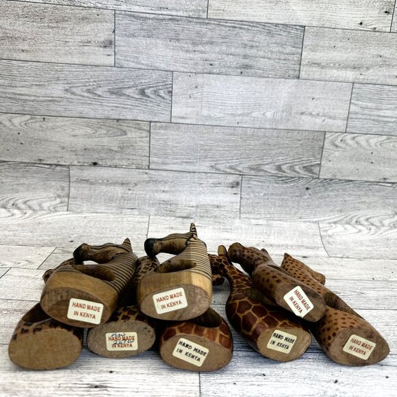 Hand Carved Wooden African Safari Animal Napkin‎ Rings Holder Set of 8 - Picture 11 of 11